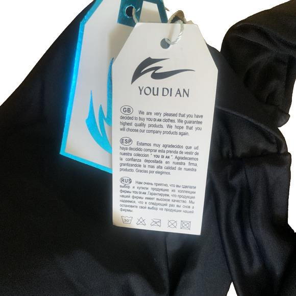 NWT YOU DI AN WOMEN'S BLACK PADDED CRISS CROSS BACK ONE PIECE RUCHED SWIMSUIT XL - Picture 3 of 5